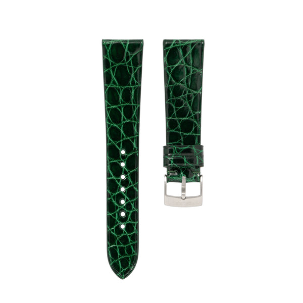 Glossy Emerald Crocodile Flank Stitchless Strap - Handcrafted