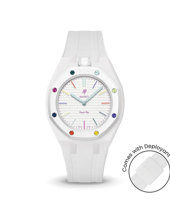 Swatch x AP Royal Pop White case-strap by Delugs