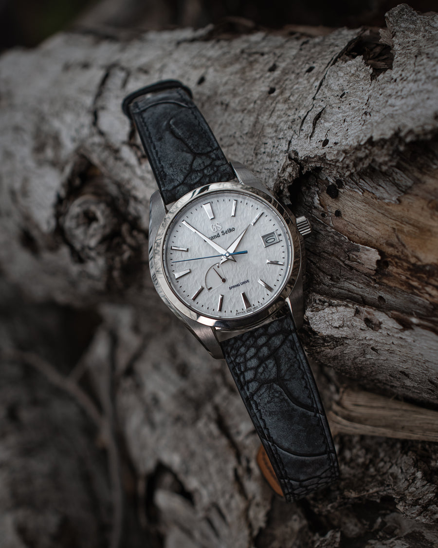 Nubuck Black Ostrich Leg Signature Strap