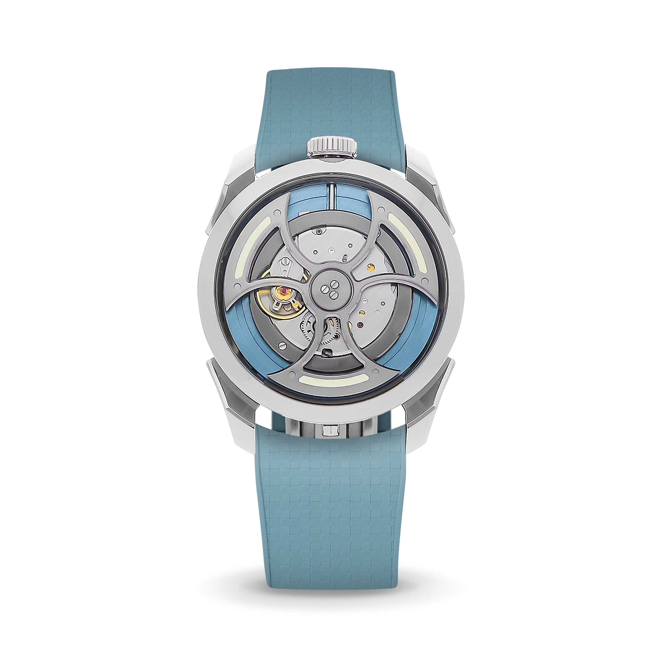 Baby Blue Curved CTS Rubber Strap for MB&F MAD1