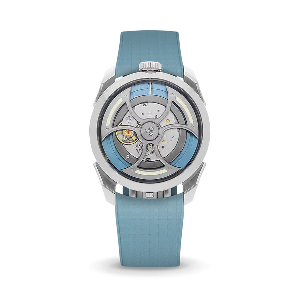 Delugs Baby Blue Curved CTS Rubber Strap for MB&F MAD1 Rubber Watch Strap