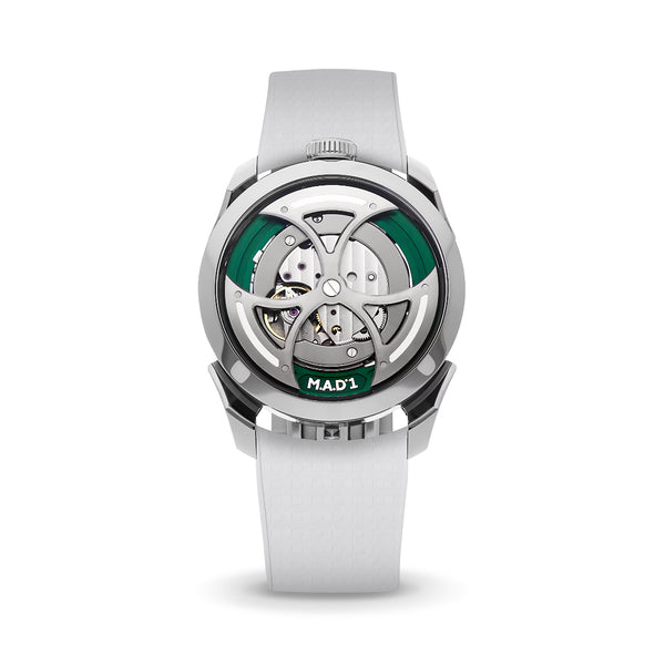 Delugs White Curved CTS Rubber Strap for MB&F MAD1 Rubber Watch Strap