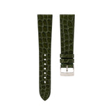 Delugs Matte Green Ischia Alligator Flank Stitchless Strap Handcrafted Leather Watch Strap