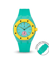 Swatch x AP Royal Pop Turquoise case-strap by Delugs