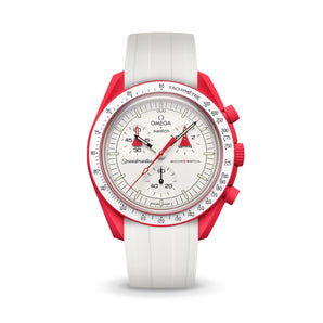 White CTS Rubber Strap for Omega Speedmaster & Swatch MoonSwatch