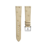 Delugs Matte Cream Ostrich Body Strap Handcrafted Leather Watch Strap
