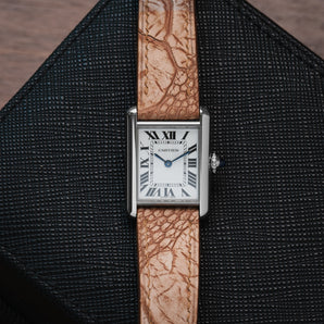 Overstock: Nubuck Kango Tabac Ostrich Leg Strap for Cartier Tank