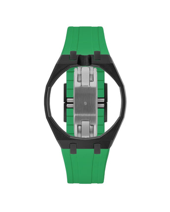 Black case, 12 o'clock, Dark Green strap