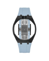 Black case, 12 o'clock, Light Blue strap