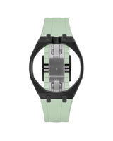 Black case, 12 o'clock, Lime Green strap