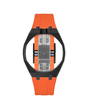 Black case, 12 o'clock, Orange strap