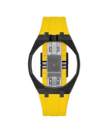 Black case, 12 o'clock, Yellow strap