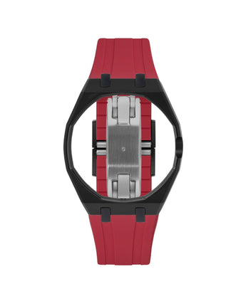 Black case, 3 o'clock, Cherry Red strap
