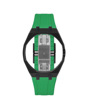 Black case, 3 o'clock, Dark Green strap