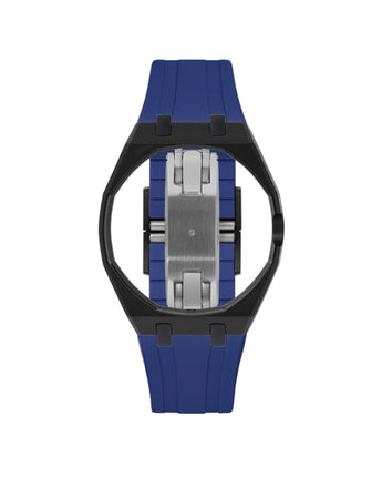 Black case, 3 o'clock, Indigo Blue strap