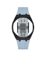 Black case, 3 o'clock, Light Blue strap