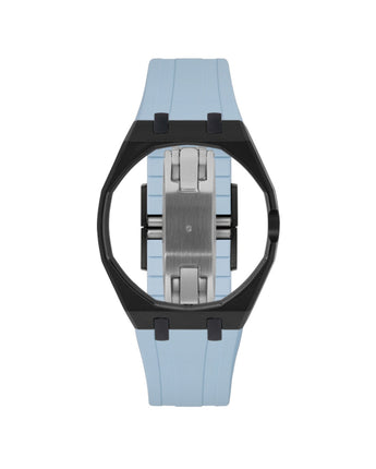 Black case, 3 o'clock, Light Blue strap