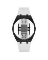 Black case, 3 o'clock, White strap
