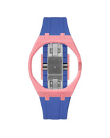 Bubblegum Pink case, 3 o'clock, Navy strap