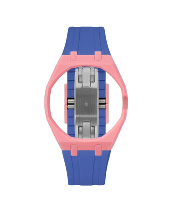 Bubblegum Pink case, 3 o'clock, Navy strap