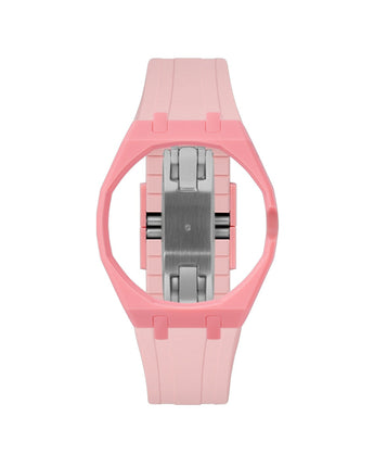 Bubblegum Pink case, 3 o'clock, Sakura Pink strap