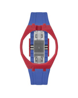 Cherry Red case, 12 o'clock, Navy strap