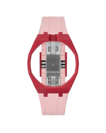 Cherry Red case, 12 o'clock, Sakura Pink strap