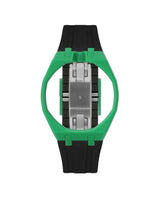 Dark Green case, 12 o'clock, Black strap
