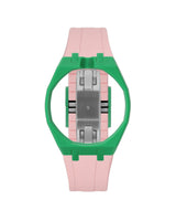 Dark Green case, 12 o'clock, Sakura Pink strap