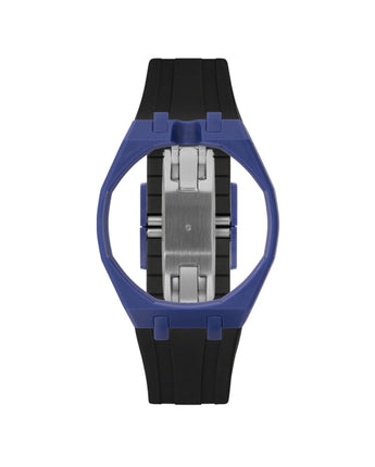 Indigo Blue case, 12 o'clock, Black strap