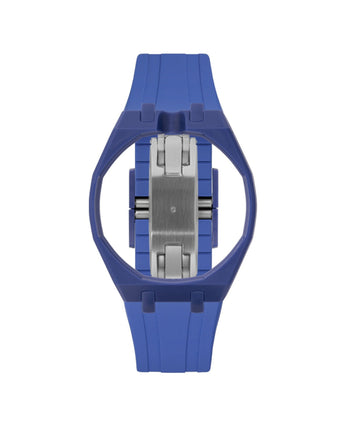 Indigo Blue case, 12 o'clock, Navy strap