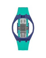 Indigo Blue case, 12 o'clock, Turquoise strap