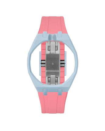 Light Blue case, 12 o'clock, Bubblegum Pink strap