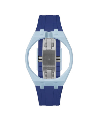 Light Blue case, 12 o'clock, Indigo Blue strap
