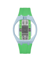 Light Blue case, 12 o'clock, Light Green strap