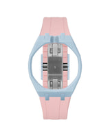 Light Blue case, 12 o'clock, Sakura Pink strap