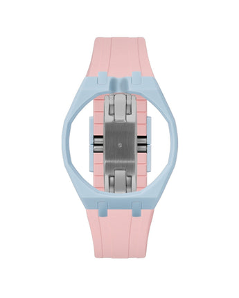 Light Blue case, 12 o'clock, Sakura Pink strap