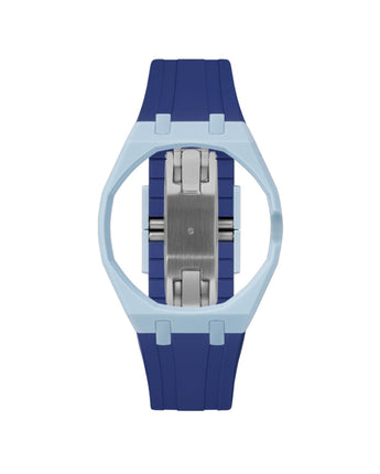 Light Blue case, 3 o'clock, Indigo Blue strap