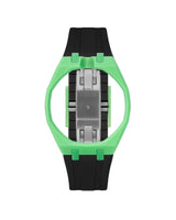 Light Green case, 12 o'clock, Black strap
