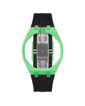 Light Green case, 12 o'clock, Black strap
