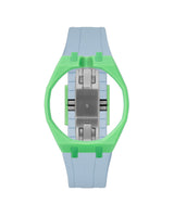 Light Green case, 12 o'clock, Light Blue strap