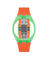 Light Green case, 12 o'clock, Orange strap