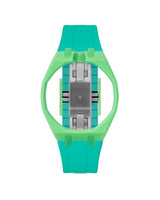 Light Green case, 12 o'clock, Turquoise strap