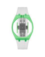Light Green case, 12 o'clock, White strap