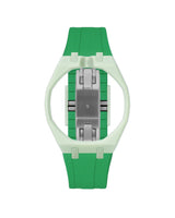 Lime Green case, 12 o'clock, Dark Green strap