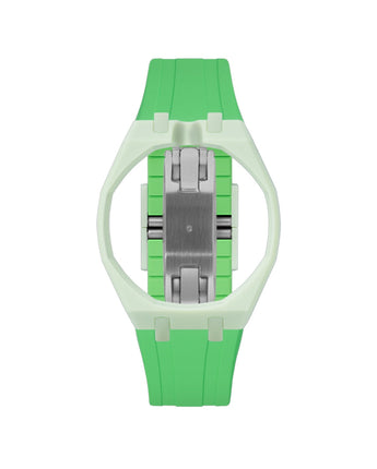 Lime Green case, 12 o'clock, Light Green strap
