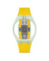 Lime Green case, 12 o'clock, Yellow strap