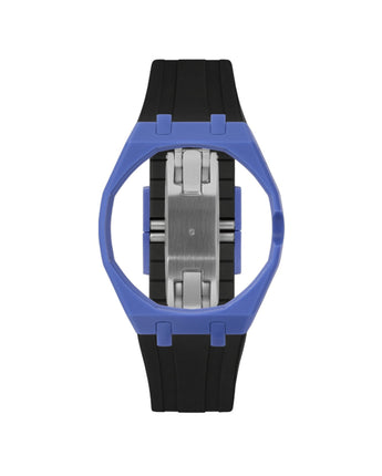 Navy case, 3 o'clock, Black strap
