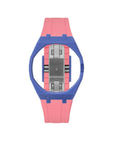 Navy case, 3 o'clock, Bubblegum Pink strap