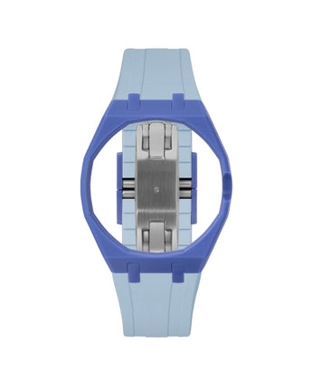 Navy case, 3 o'clock, Light Blue strap